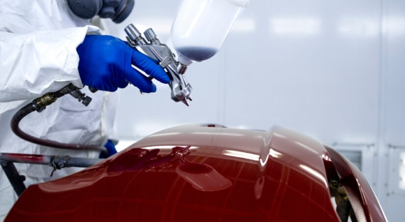 Bumper being painted red