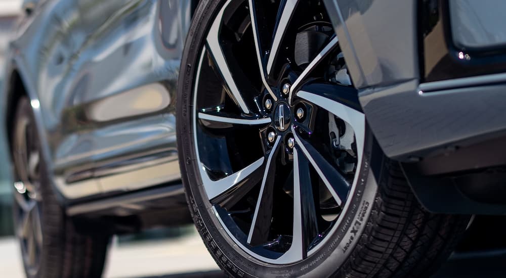 Rim and tire on a black 2026 Lincoln Corsair